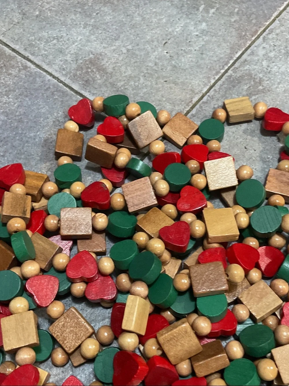 Vintage wooden beads for garland 3 sets 9 feet each